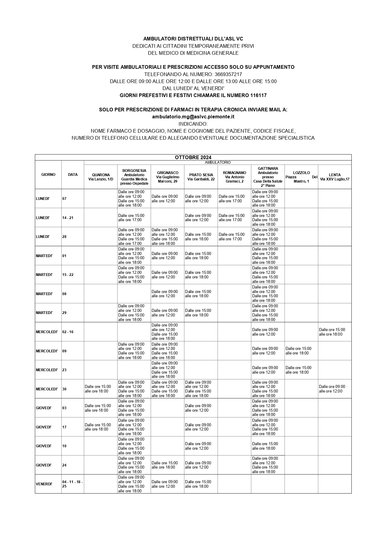 ORARI AMBULATORI TERRITORIALI OTTOBRE 2024 page 0001