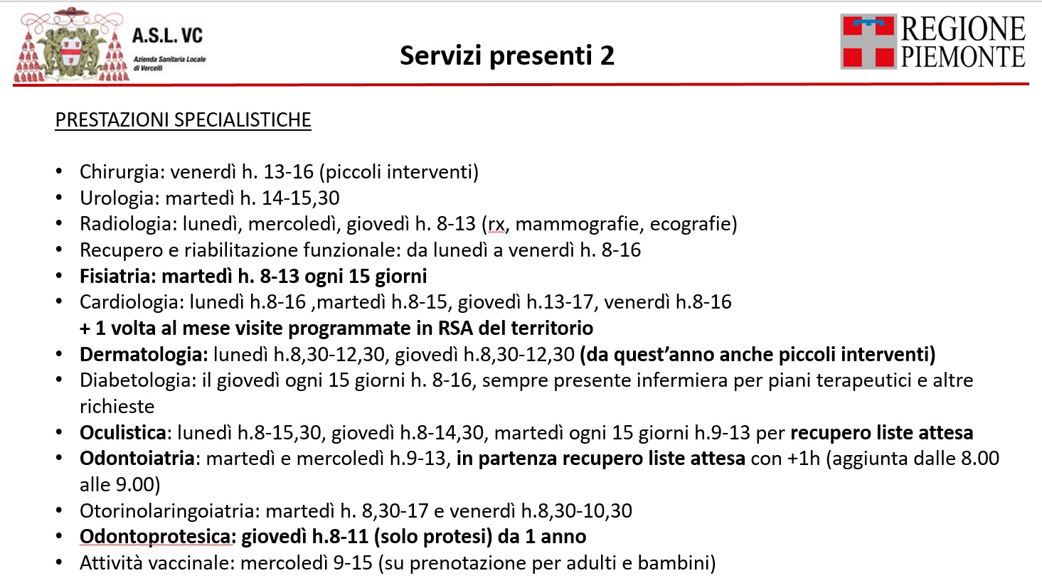 cds santhia prestazioni specialistiche